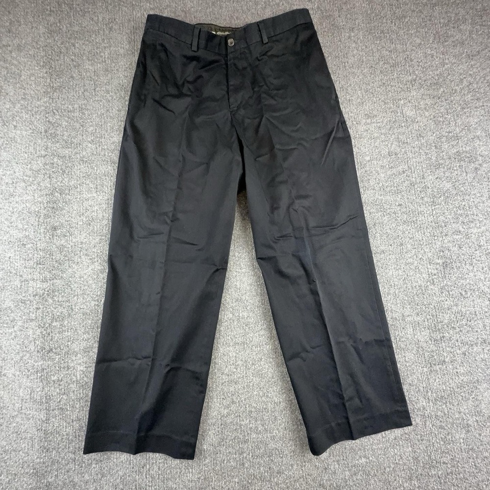 Eddie Bauer Pants Mens 35x30 Black Wrinkle Resistant Relaxed Fit Chino Cotton